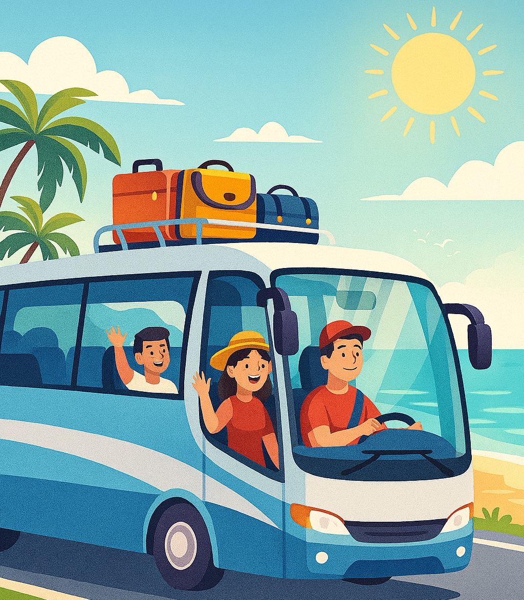 viaje en autobus a la playa